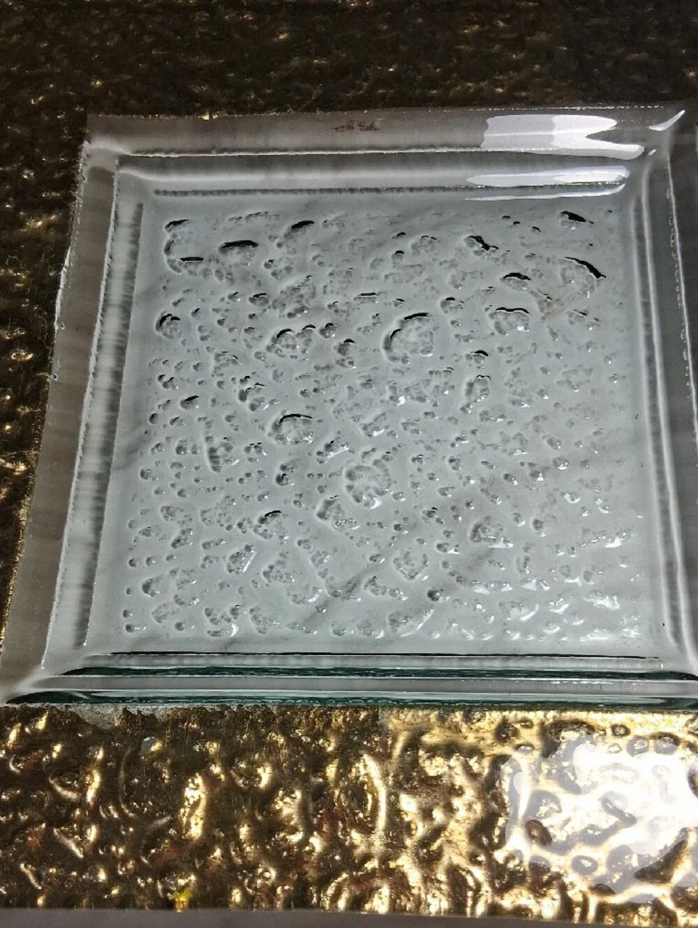 Glass Decorative Plate with Textured Center - Gold Accent